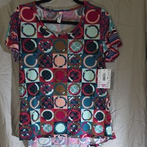 LuLaRoe Multicolor Circle Pattern Short Sleeve Top